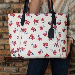 Kate Spade Large GARDEN TOSS Tote White FLORAL